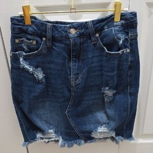 Stylish Distressed Denim Mini Skirt